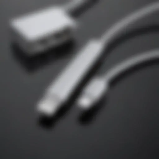 Close-up view of the Apple USB-C cord showcasing its sleek design and connectors