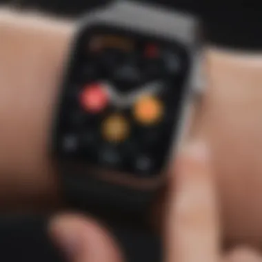 Close-up of Apple Watch displaying AppleCare options