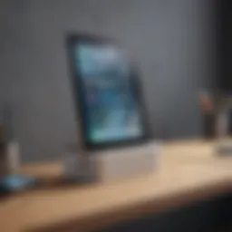 Overview of the iPad and Pencil charging dock highlighting its sleek design