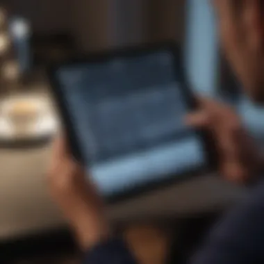 Person examining payment plan terms on a tablet