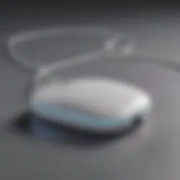 Close-up view of a Mac mouse charger showing its sleek design