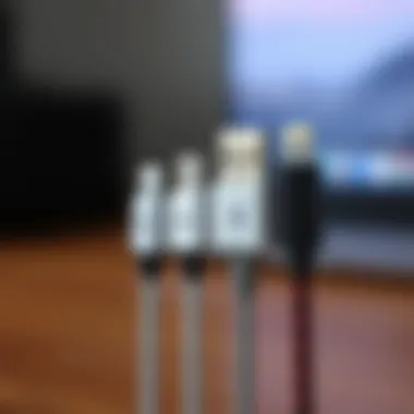 Different models of Mac USB-C cables displayed side by side