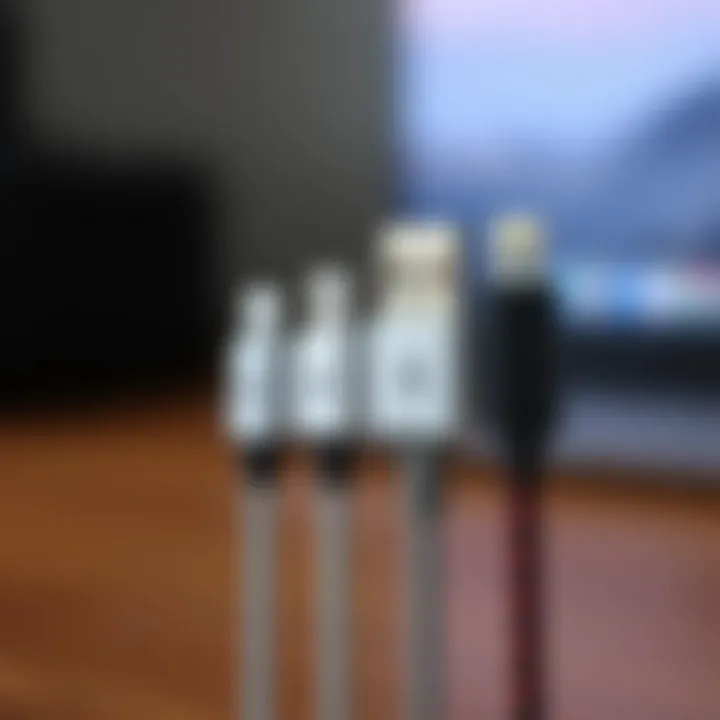 Different models of Mac USB-C cables displayed side by side