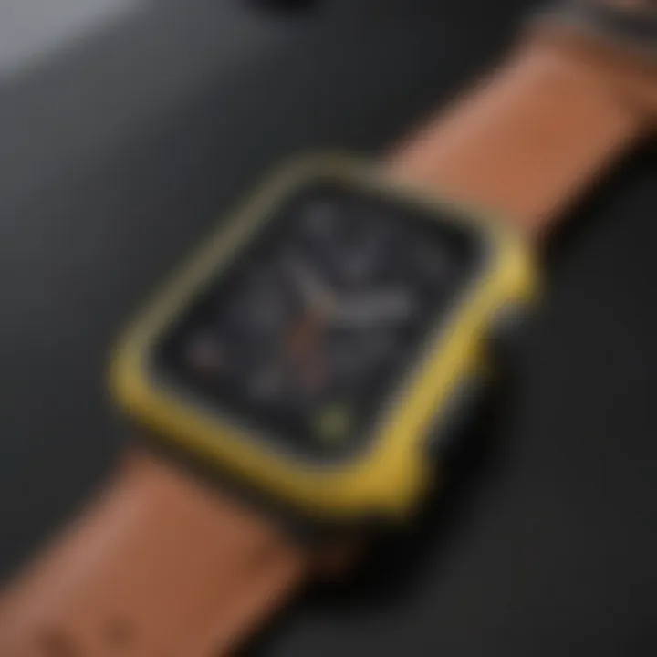 Close-up view of OtterBox Apple Watch bumper installation