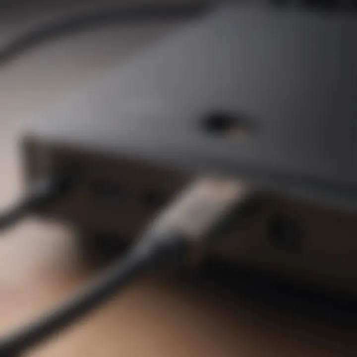 Close-up of USB-C to USB Adapter in Use