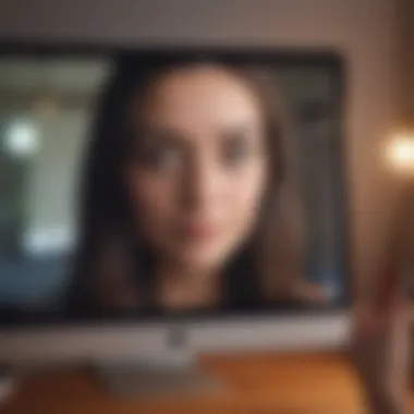 Person engaged in video call using FaceTime