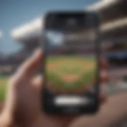 Mobile phone displaying live MLB game streaming